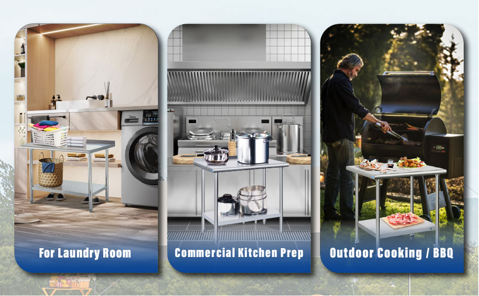 Double-layer Stainless Steel Workbench with Corrosion Resistance and 300 kg/㎡ Load Capacity