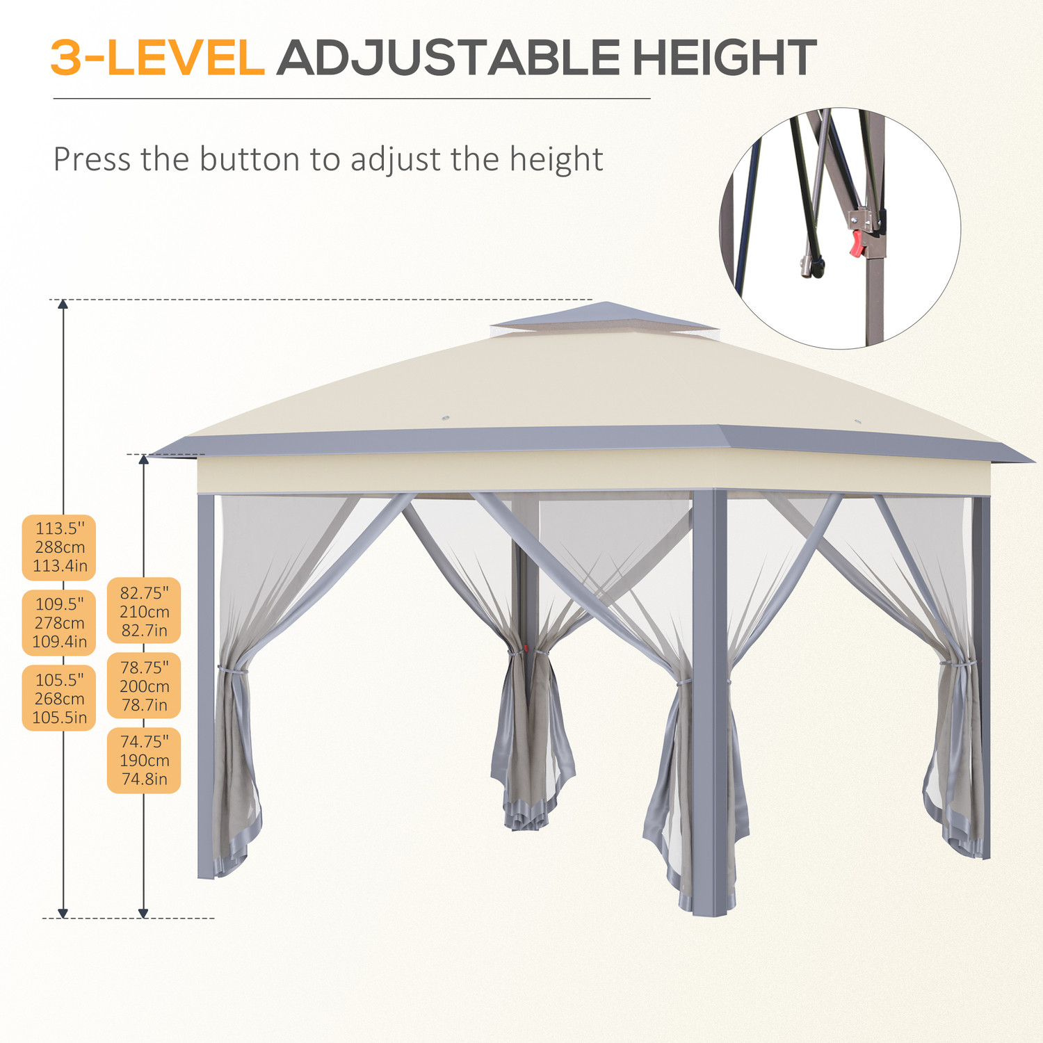 Rot Proof L330 x W330 x H288cm AJUNION Garden Gazebo Outdoor Canopy Shade Pop Up Tent