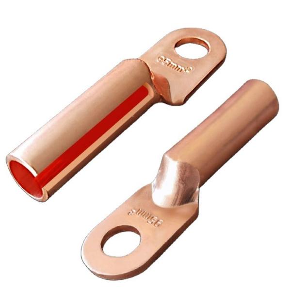 Collecting Wires Automotive 600v to 35 KV AWG Battery Tubular Cable Lug with Bell-end / Purple Copper Ring Terminal Lug Coated Tin