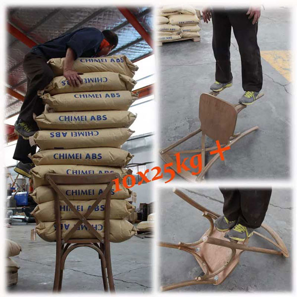 Chaises empilables de banquet de mariage courbées en bois de chêne X arrière en bois massif de hêtre