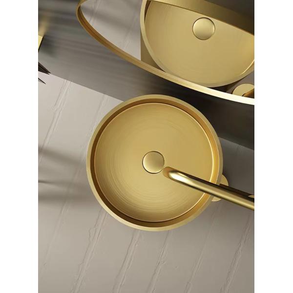 High Arc Free Standing Stainless Steel Pedestal Sink With PVD Nano Tech Coating