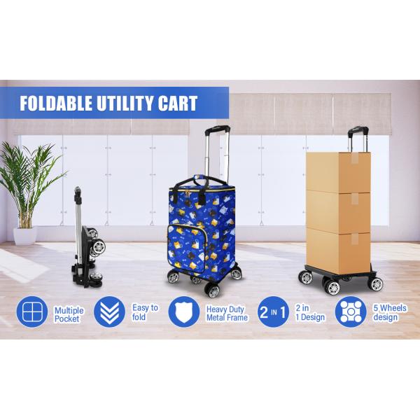 Laundry Utility Big Capacity Grocery Shopping Cart Lightweight Folding Waterproof Insulated Shopping Trolley