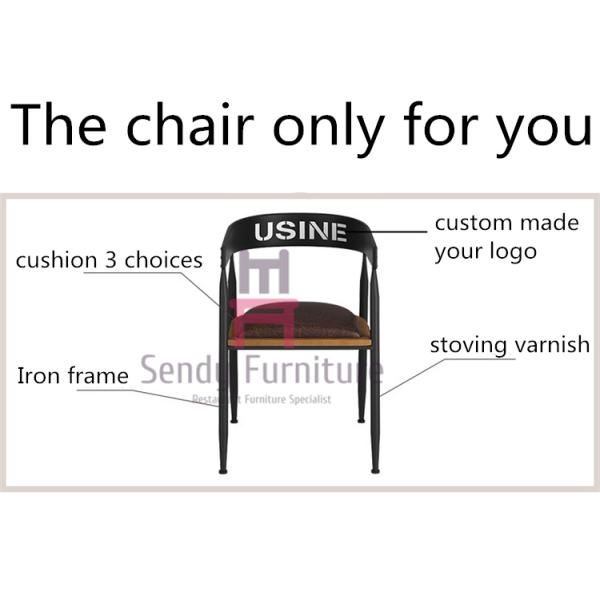 Кожа и металл просторной квартиры обедая стулья, промышленный черный металл обедая стулья с оружиями