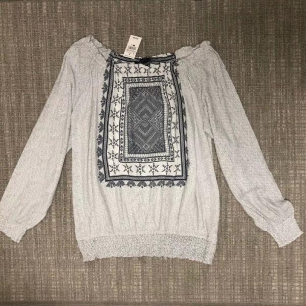 Grey Plus Size Off The Shoulder Tops Ethnic Style Women's Plus Size Blouse