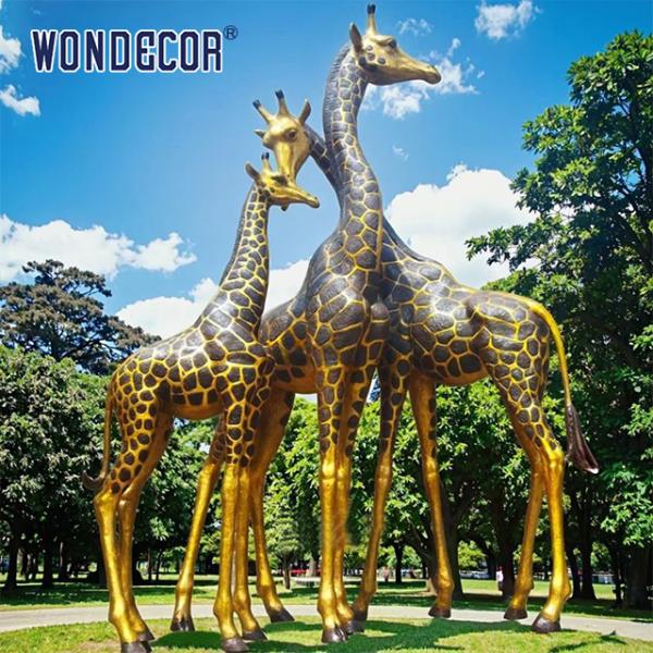 Estatuas de fundición al aire libre esculturas de jirafa de bronce para jardín
