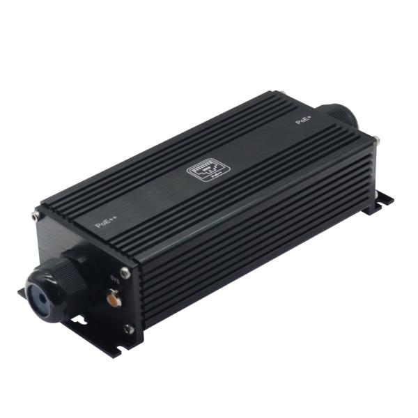 産業用ギガビットPoEエクステンダー90W、IP67防水、1入力2出力