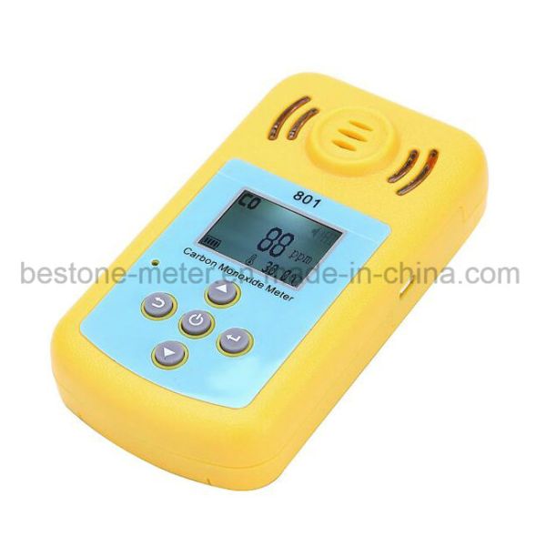 Carbon Monoxide Gas Meter Portable Co Detector 0-2000ppm LCD Display and Sound-Light Alarm Sensitive Gas Analyzer for Home Security 801