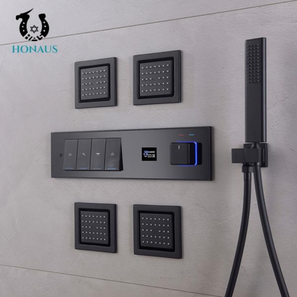 All Copper Wall Mounted Concealed Valve Showers Digital Display Rainfall Shower Set