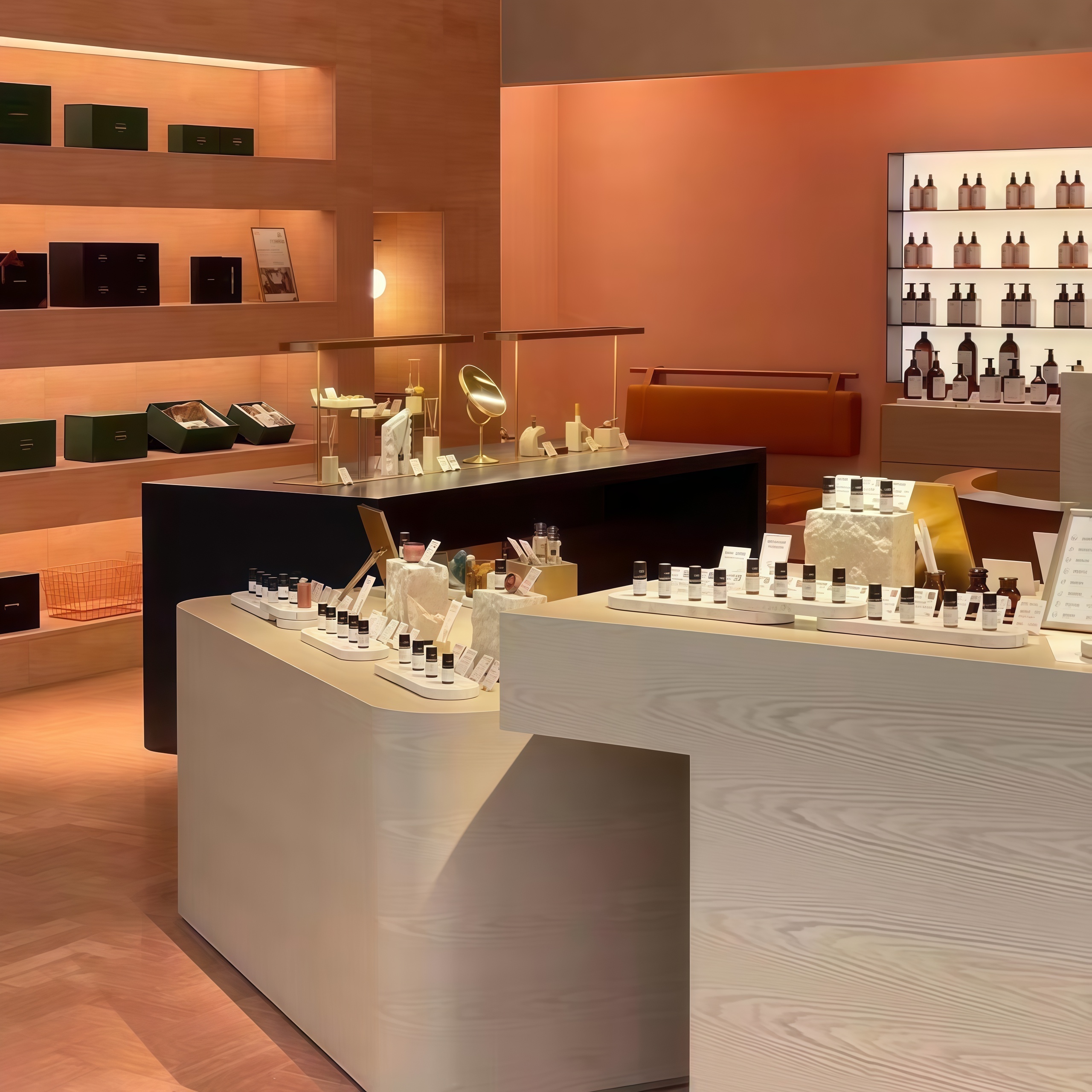 Luxury Perfume Showcase Display Accent Shelf Perfume Shop Glass Perfume Display Case