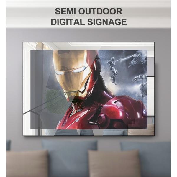 Semi Outdoor LCD Digital Signage Smart Mirror Glass T/R 50%/50% LCD Display Capacitive Touch Screen