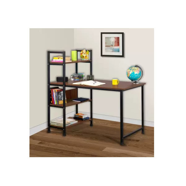 Living Room Furniture Vintage Soho L Shape Wood Frame Study Workbench with Metal Legs