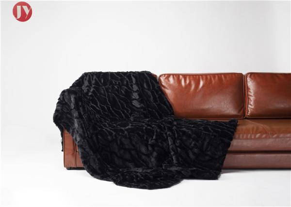 100% Polyester Silk Big Soft Blankets Plain Thick Black ,Faux Fur Blanket For Home