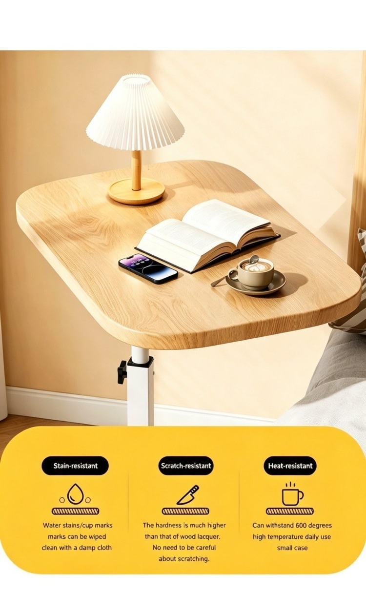 Portable TV Tray Table Adjustable Height 360° Swivel Living Room Home Houseware