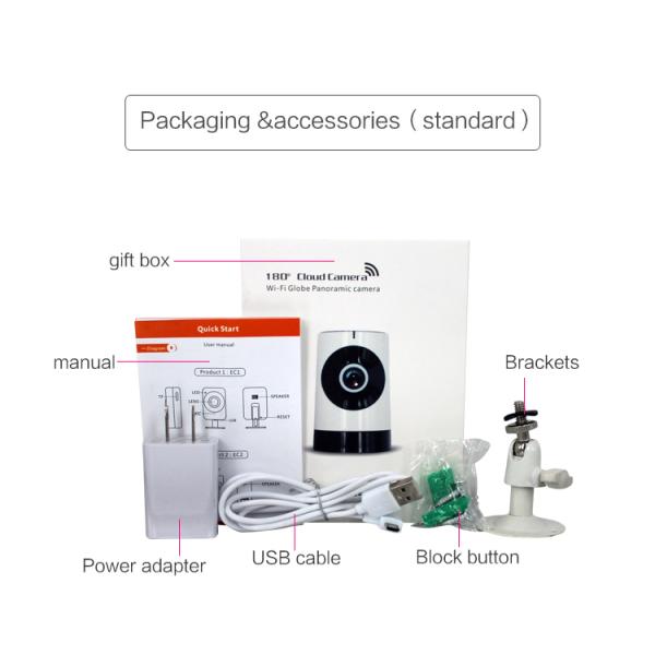 Wifi Wireless Security 180 Degree Panoramic IP Camera With 128GB Local Storage