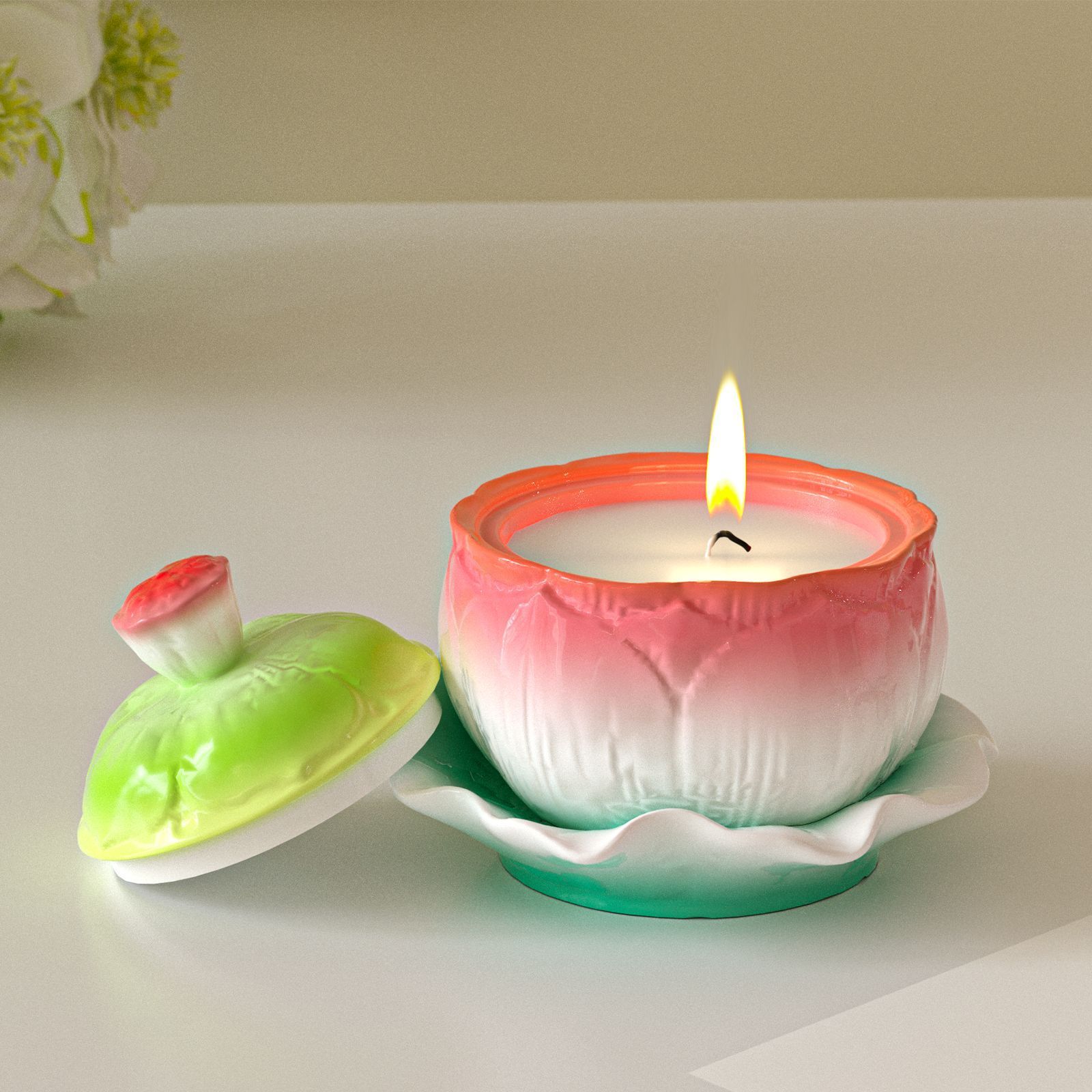 DIY Aromatherapy Gypsum Lotus Leaf Plate Base Tray Lotus Storage Can Candle Cup Silicone Mold
