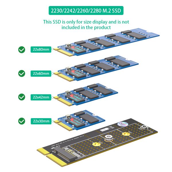 NGFF M.2 NVMe SSD to PCI-E Adapter with Heatsink for High Speed Data Transmission and Vertical Installation