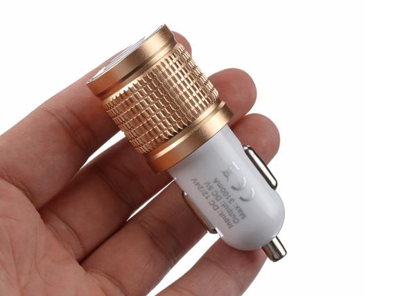 High Glossy Car Charger Adapter Aluminum Alloy Bottom Cover Led, Indicator Fast Charger 3.1A