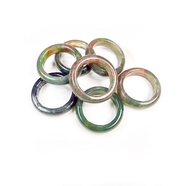 Unique Feng Shui Natural Stone Rings Polished Turquoise Tiger Eye Sodalite Blue Sand Great for Woman's Jewelry Collection