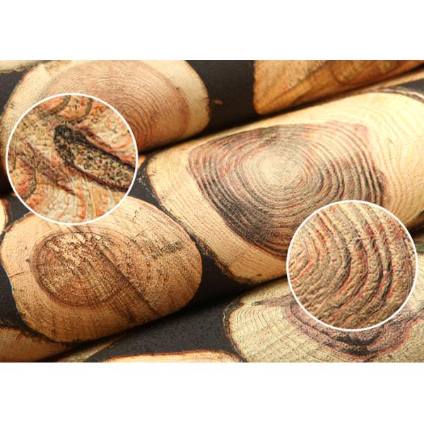 Soundproof Wood 3D Room Wallpaper , 3D Vinyl Wallpaper For TV Background