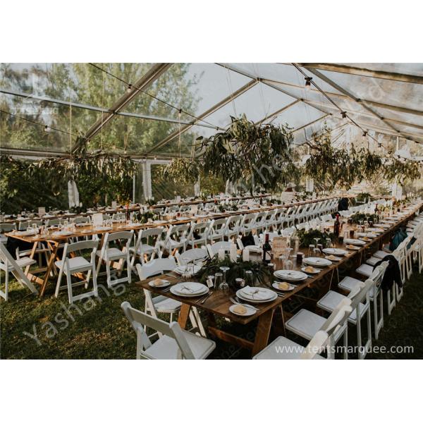 Classical Wood Tables Available for Luxury Wedding Tents with Aluminum Frame