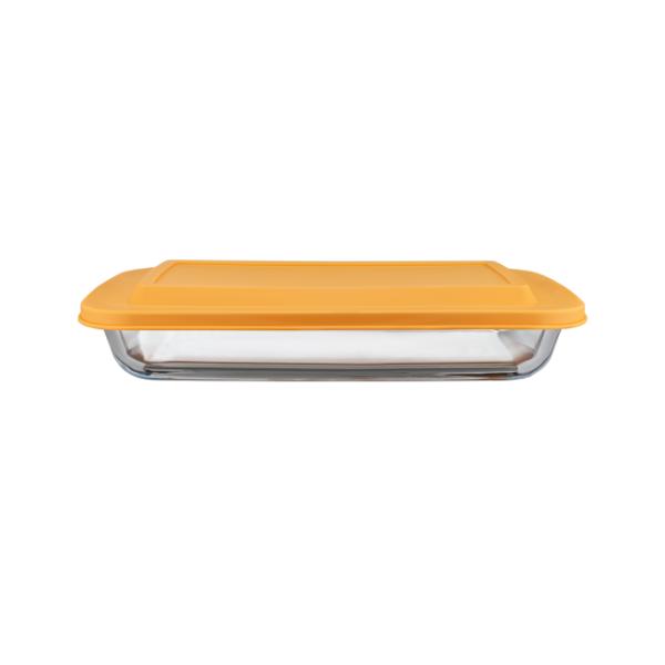 Rectangular Baking Glassware Glass Oven Dish With Simple PP Lid Heat Resistance