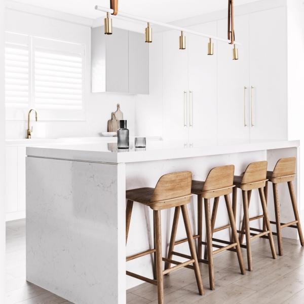Modern White U Shape Kitchen Cabinet Melamine Kitchen Cabinet With Island