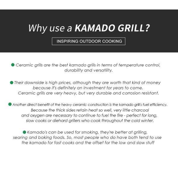 KIMSTONE Kamado-style Grill 21 Inch Black and White Floral Glaze Folding Side Shelves Durable and Reliable