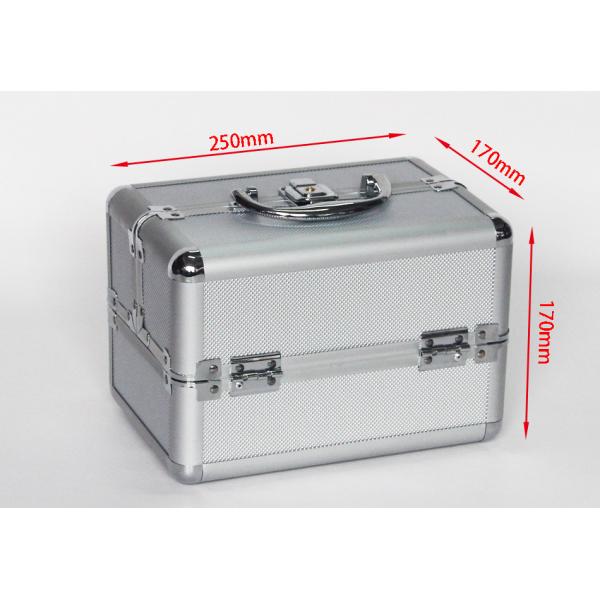 Small Silver Aluminium Cosmetic Case 250 x 170 x 170mm Inside Trays