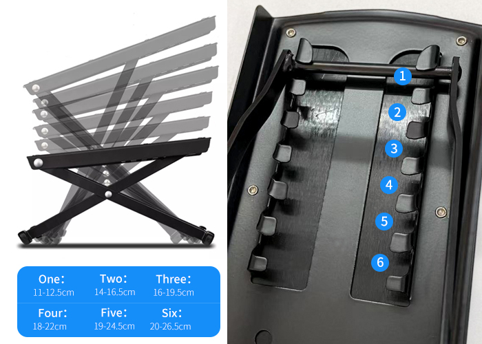 6 Levels Adjustable Foldable Guitar Foot Rest Anti Slip Metal Foot Stool for Classical Acoustic Guitar