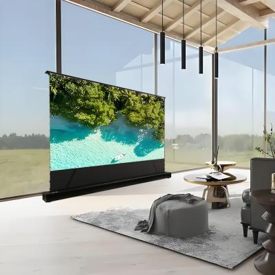 Ultra Quiet Electric Floor Rising Projector Screen , CBSP Material Tensioned Projector Screen