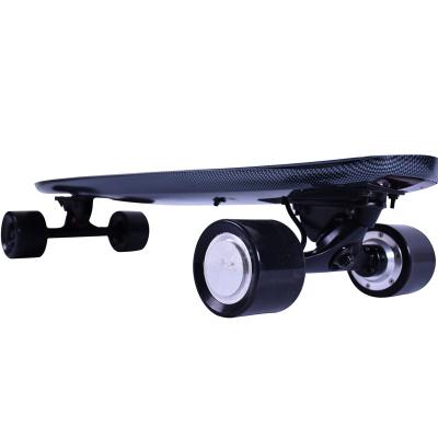 Black Long Range Electric Skateboard Built In Safety Lights Grass Fiber Board
