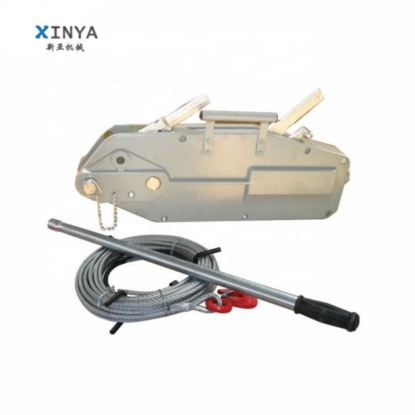 Portable 3.2 Ton Manual Wire Rope Winch with 20M Lifting Height for Construction Hoist
