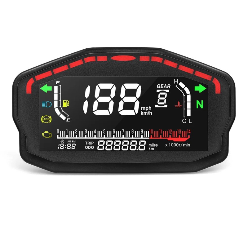 Universal Digital Odometer Tachometer Speedometer Meter for Motorcycle Adjustable Speed Range 1-6 Gears