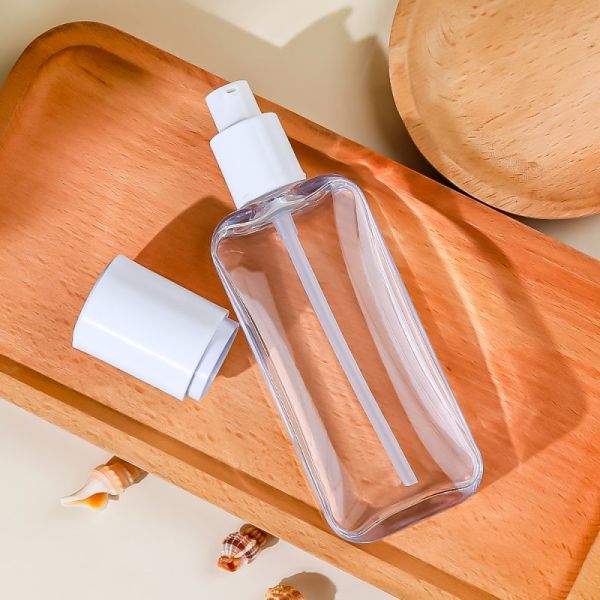 Frosted Finish Flat Square Refillable PETG Lotion Pump Bottle for Premium Skincare Packaging