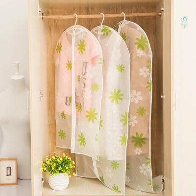 Transparent closet Hanging Garment Bags flower Printed with Silver Trim Zip