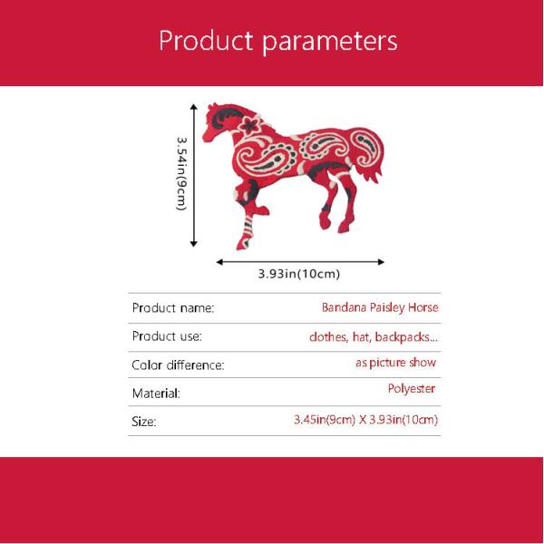 Paisley Bandana Horse Embroidered Animal Patches Iron On Backing Fabric