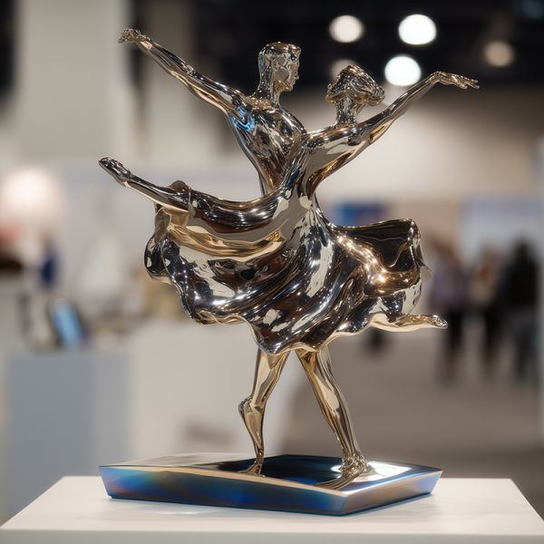 Electroplated Silver Figure Statue , Dancer Custom Resin Sculpture For Home Ornament
