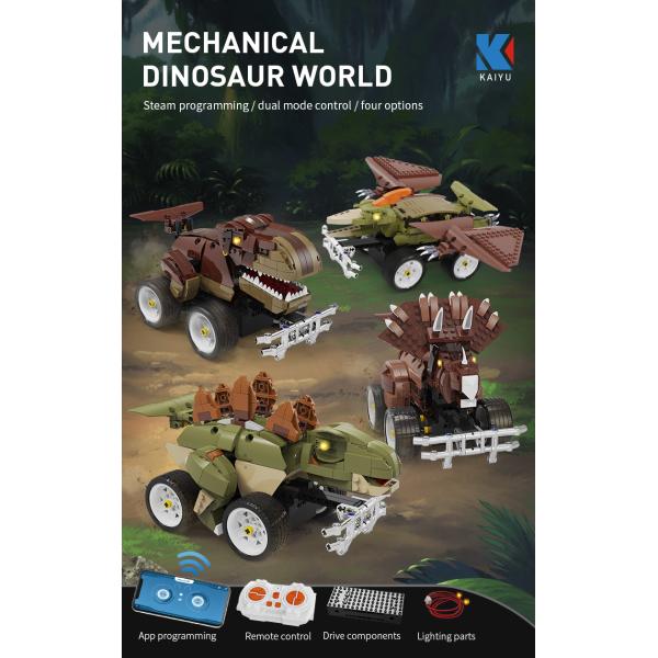 Creative Electronic Dinosaur Toys DIY Educational Rc Car Kids Blocks Toys Building