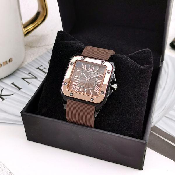 Square Silicone Strap Quartz Wrist Watch Waterproof Roman Vintage