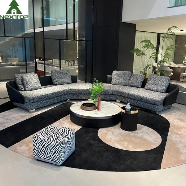 Luxury Hotel Lobby Reception Modular Sofa Set High End Villa Fabric Grey Linen Sofa