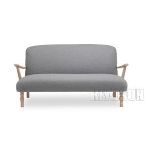 Elegant Linen Antique Loveseat 2 Seater Living Room Sofa With Wooden Handle