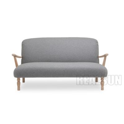 Elegant Linen Antique Loveseat 2 Seater Living Room Sofa With Wooden Handle