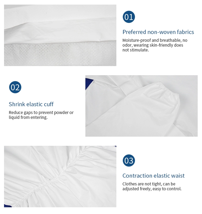 Anti Splash Safety Disposable Coverall Suit Pp Pe Material No Stimulation