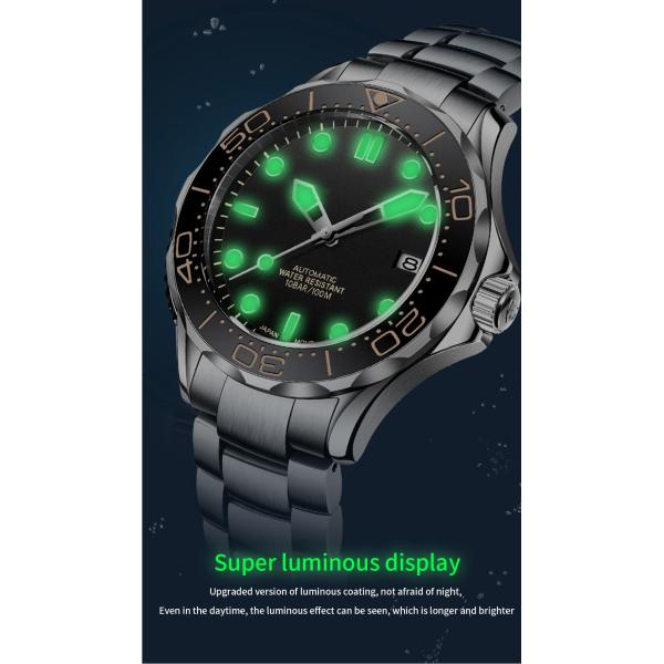 42mm 3ATM Stainless Steel Wristwatch Timepiece Men Quartz Watches Rotate Bezel