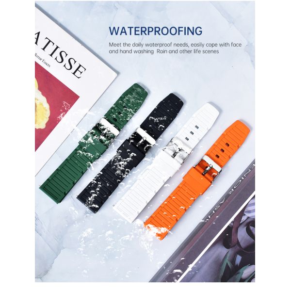 FKM Rubber Watch Strap With Convex Industrial Style Featuring Polka Dots · Custom Logo Supported