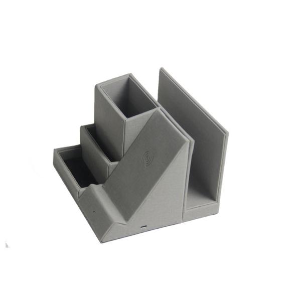Wireless Rechargeable 10w Leather Pen Holder Multifunctional 3Layer Box
