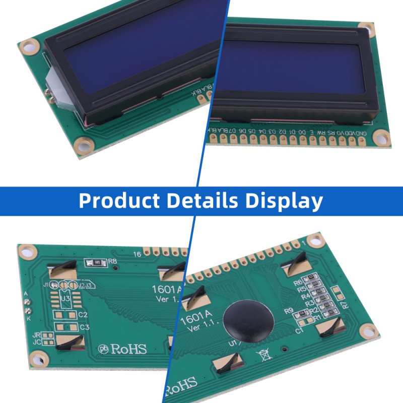 European Blue Film White Letters 1601A Character Dot Matrix Screen ST7066 Support Scheme Development