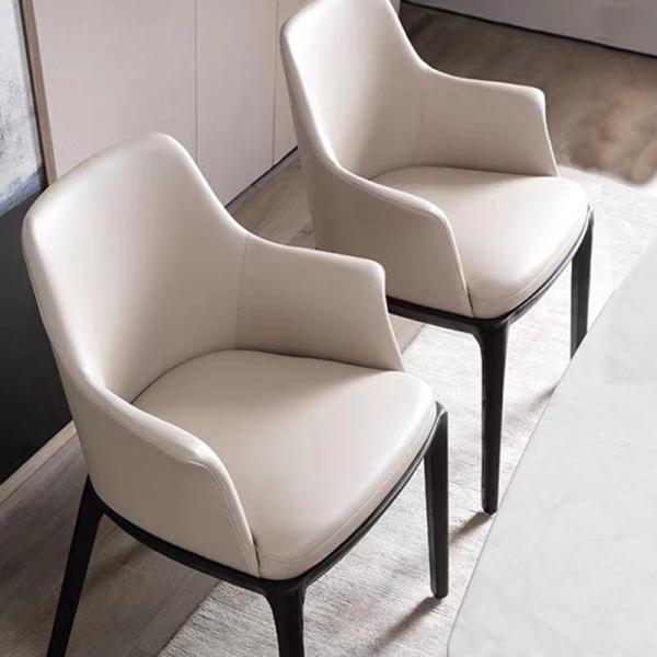 FlexiEdge Armrest Side PU Leather Italian Style Dining Chairs