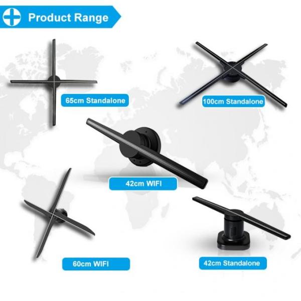 3d 100 Cm Hologram Display Fan With SD Card / WiFi Indoor Advertising Equipment