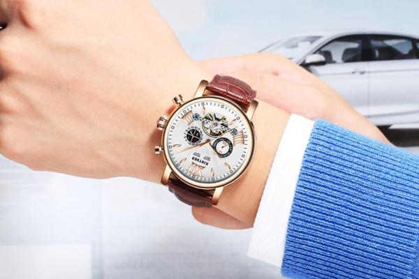 KINYUED KINYUED new design automatic men watches movement leather luxury relojes mechanical watches men